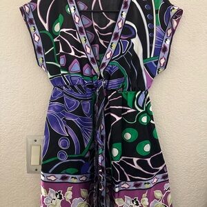 Hale Bob Black and Green Patterned Dress